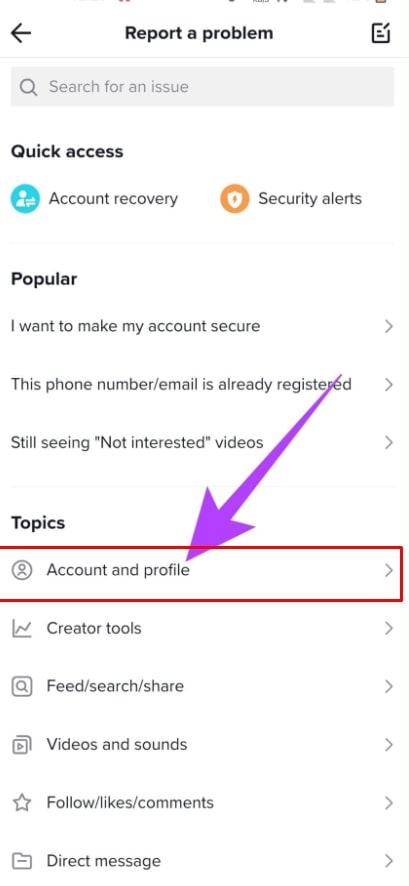 Now Choose the Account and Profile Option